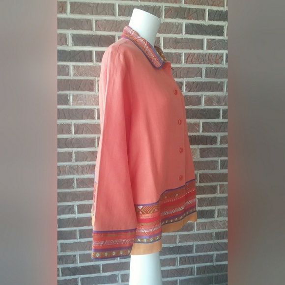 Coldwater Creek Linen Blend Orange Jacket - Picture 2 of 7